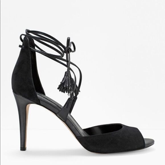 🖤👠WHITE HOUSE/BLACK MARKET Suede Lace-Up Heels - Picture 1 of 4